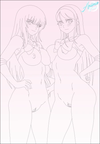 Senna & Ryfia - Two sexy Sailor Senshi on Halloween B&W